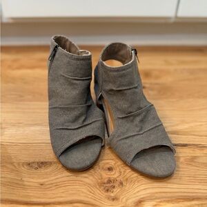 Not Rated Gray Open-Toe Heeled Boots